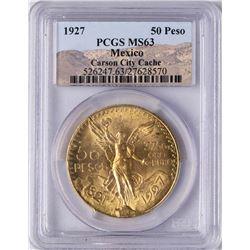 1927 Mexico 20 Pesos Gold Coin PCGS MS63 Carson City Cache