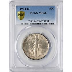 1934-D Walking Liberty Half Dollar Coin PCGS MS66