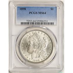 1898 $1 Morgan Silver Dollar Coin PCGS MS64