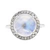 Image 2 : 14KT White Gold 4.82 ctw Moonstone and Diamond Ring