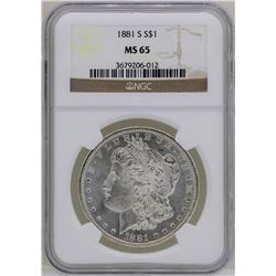 1881-S $1 Morgan Silver Dollar Coin NGC MS65