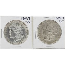 Lot of (2) 1897-S $1 Morgan Silver Dollar Coins