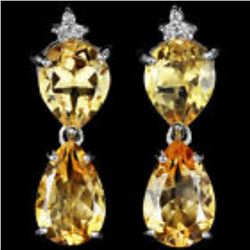 NATURAL 12X8 MM. ORANGISH YELLOW CITRINE Earrings