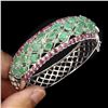 Image 2 : Natural Rich Green Emerald & Ruby 127.37 Ct Bangle