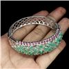Image 3 : Natural Rich Green Emerald & Ruby 127.37 Ct Bangle