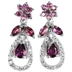 NATURAL PINK RASPBERRY RHODOLITE GARNET Earring