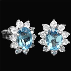 Natural 12x10 MM GENUINE AAA SWISS BLUE TOPAZ earrings