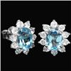 Image 1 : Natural 12x10 MM GENUINE AAA SWISS BLUE TOPAZ earrings