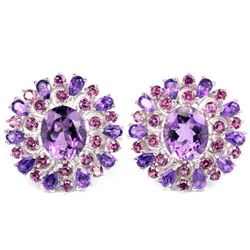 NATURAL 12X10 MM. PURPLE AMETHYST & RHODOLITE GARNET