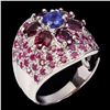 Image 2 : Natural Top Blue Violet Tanzanite Garnet Ruby Ring