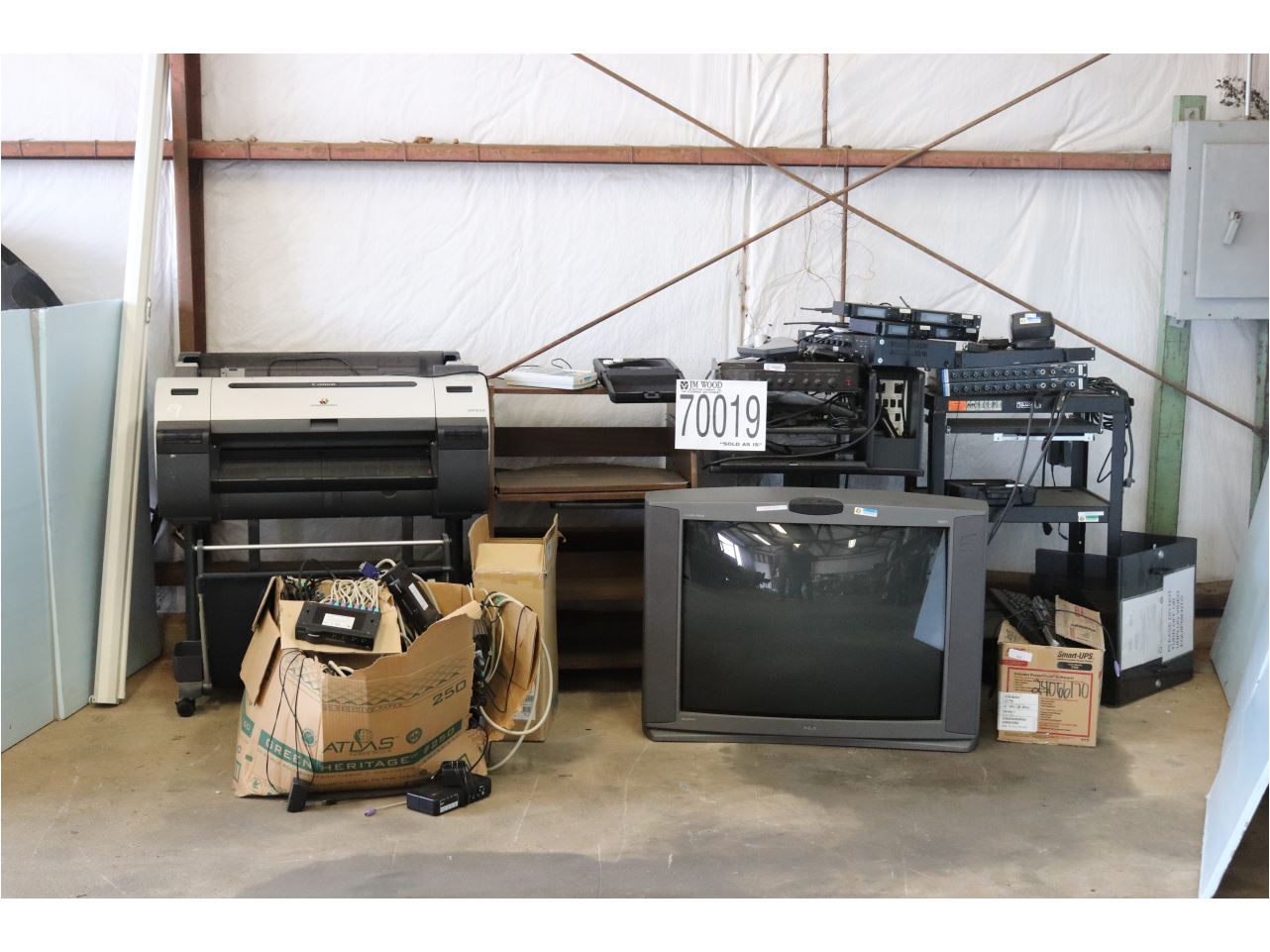 TV. PLOTTER, AMPLIFERS, NETWORK PRINT SERVER, MIC SOUND MIXERS, VIDEO ...