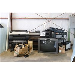 TV. PLOTTER, AMPLIFERS, NETWORK PRINT SERVER, MIC SOUND MIXERS, VIDEO CONFERENCING CODEC, CARTS