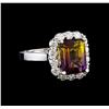Image 1 : 3.50 ctw Ametrine and Diamond Ring - 14KT White Gold