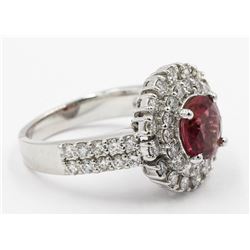 1.63 ctw Pink Tourmaline and Diamond Ring - 14KT White Gold