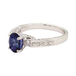 1.78 ctw Sapphire and Diamond Ring - 18KT White Gold
