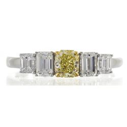 0.51 ctw Fancy Yellow Diamond Ring - 18KT Two-Tone Gold