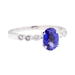 0.98 ctw Sapphire and Diamond Ring - 18KT White Gold