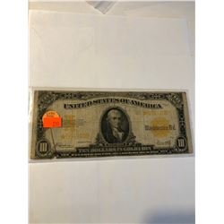 Extremely Rare *STAR NOTE* 1922 $10.00 GOLD SEAL US Note Serial # *664870D in VF Grade