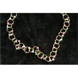 Gold 17" Necklace W/Stones
