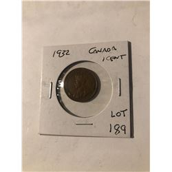 Nice 1932 Canada 1 Cent in AU+ High Grade
