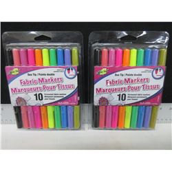 2 New packs of 10 Fabric Markers Duo Tip double point
