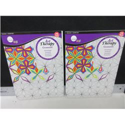 2 New Art Therapy Geometric Coloring Books / 25 designs each book