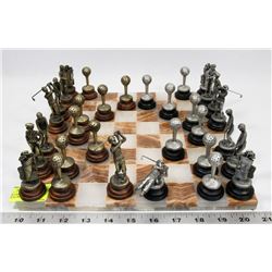 GOLF THEME CHESS SET WITH MARBLE CHESS BOARD