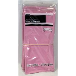 6 LIGHT PINK PLASTIC TABLE COVERS