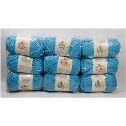 9 ROLLS OF BERNAT BLUE BABY BLANKET YARN