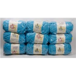 9 ROLLS OF BERNAT BLUE BABY BLANKET YARN