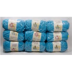 9 ROLLS OF BERNAT BLUE BABY BLANKET YARN