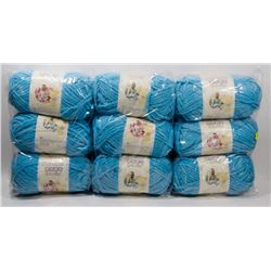 9 ROLLS OF BERNAT BLUE BABY BLANKET YARN