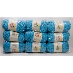 9 ROLLS OF BERNAT BLUE BABY BLANKET YARN