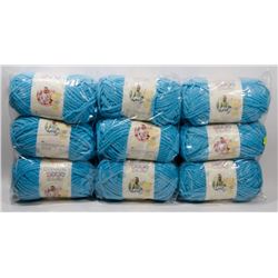 9 ROLLS OF BERNAT BLUE BABY BLANKET YARN