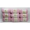 Image 1 : 9 ROLLS OF BERNAT PINK/ WHITE BABY BLANKET YARN