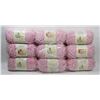 Image 1 : 9 ROLLS OF BERNAT PINK/ WHITE BABY BLANKET YARN