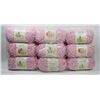 Image 1 : 9 ROLLS OF BERNAT PINK/ WHITE BABY BLANKET YARN