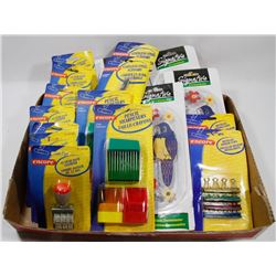 FLAT OF SUPPLIES INCL 12 DATE STAMPER, SHARPENERS