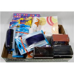 FLAT OF SUPPLIES INCL STRETCH WRAP, HIGHLIGHTERS &
