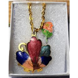 12)  GOLD TONE & MULTI COLORED ENAMEL
