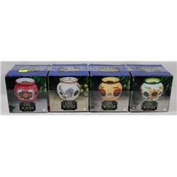 LOT OF 4 HAND PAINTED OIL BURNERS