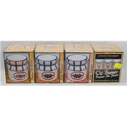 LOT OF 4 HAND PAINTED OIL BURNERS