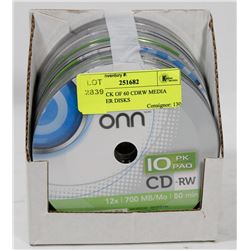 BULK PACK OF 60 CDRW MEDIA COMPUTER DISKS