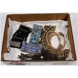 BOX W/FASHION JEWELRY BRACELETS &