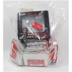BAG OF ASSORTED GIFT CARDS TINS AND WHISTLE KEY