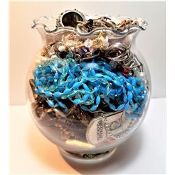 13)  JAR FULL OF JEWELRY