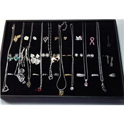 21)  LOT OF 36 JEWELRY ITEMS & DISPLAY