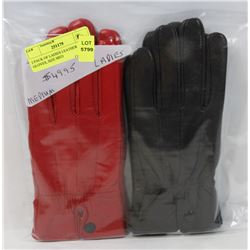 2 PACK OF LADIES LEATHER GLOVES, SIZE MED