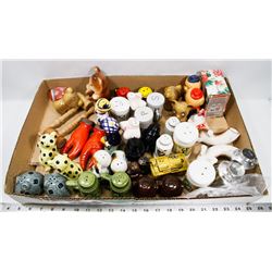 FLAT OF VINTAGE SALT AND PEPPER SHAKERS