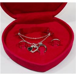 HEART SHAPED JEWELRY BOX WITH JEWELRY SET